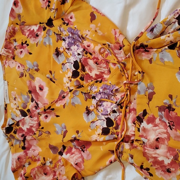 Rokoko Wrap Maxi Dress Yellow Floral NWT - Picture 2 of 8